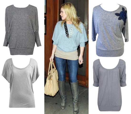 Hilary Duffs Gray Top for Less than $30   4 Options for You   celebrity trends 