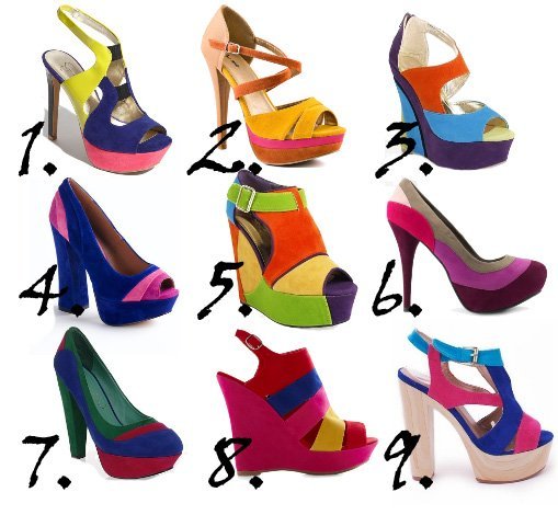 color block rainbow shoes under $50