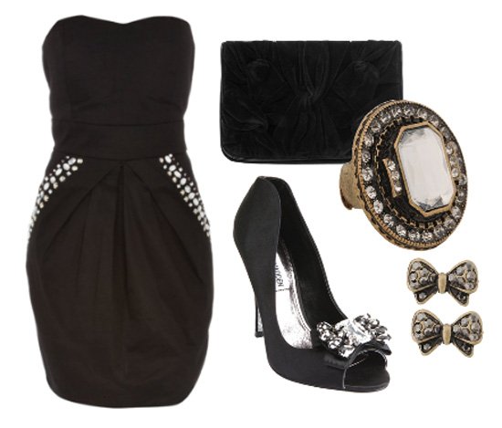 friday night out outfit under $70 all black dress look