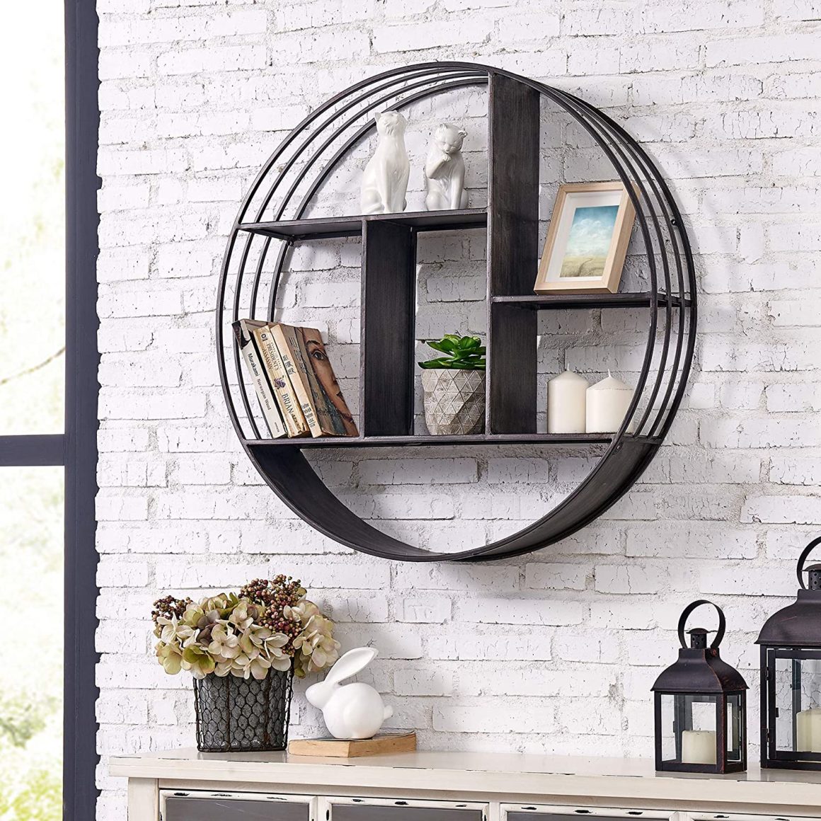 Get the Look: Eclectic Hallway Decor 17 Industrial-Circular-Shelf