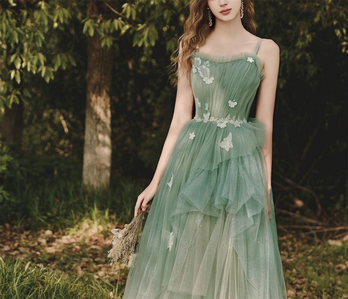 Green preppy evening dresses