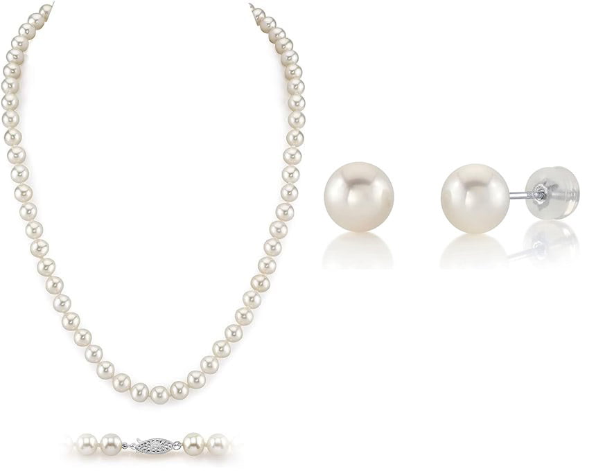Pearl necklaces and earrings