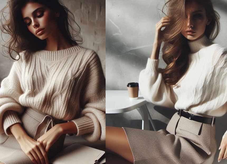 Quiet Money Aesthetic - Sweater and Skirt