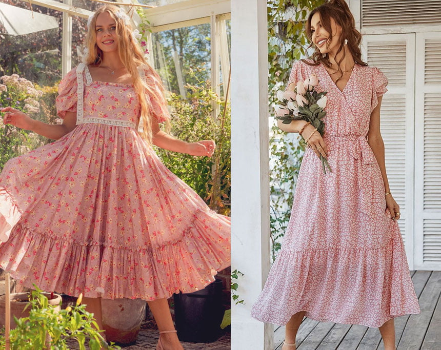 Pink Cottagecore Flower Dress