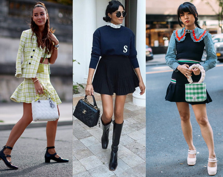 Preppy Fashion Skirt and Handbag