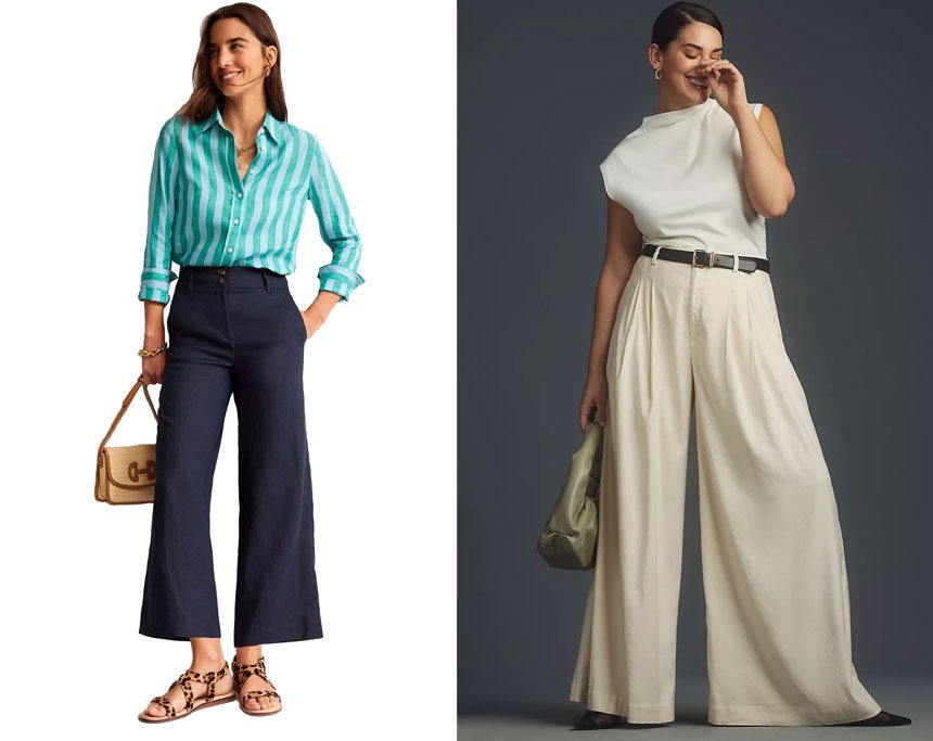 Wide Leg Linen Pants Workwear Office-Appropriate